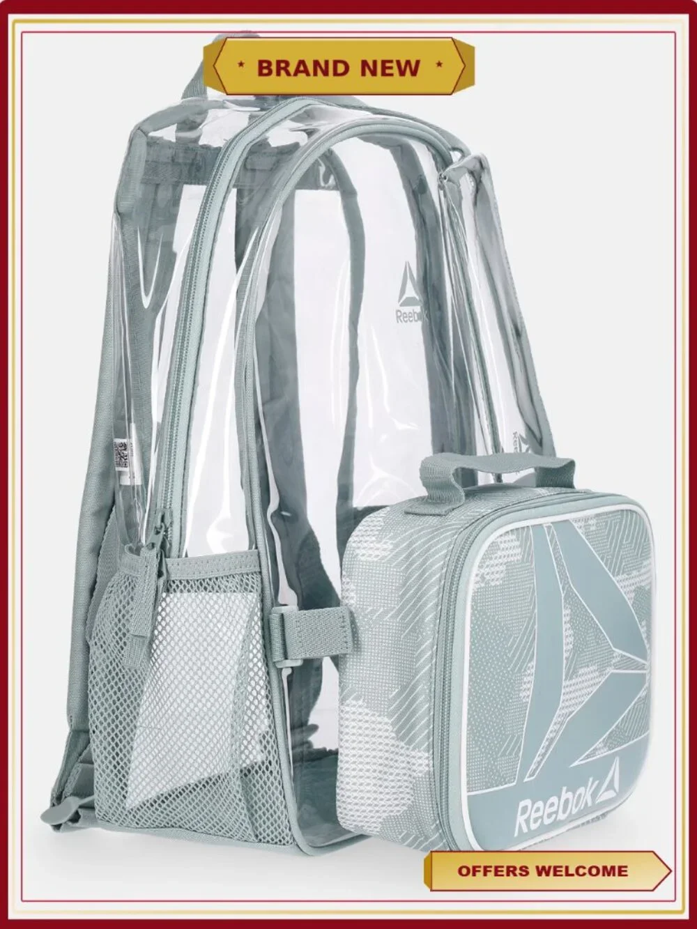 Clear Backpack Lunch Bag and Pencil Case Set 3-Piece for School